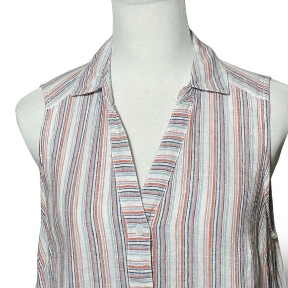 BEACHLUNCHLOUNGE Lightweight, Striped, Sleeveless, Button Down Top, Size S - Picture 2 of 8